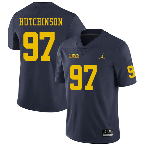 Men's Michigan Wolverines #97 Aidan Hutchinson Navy Stitched Football Jersey